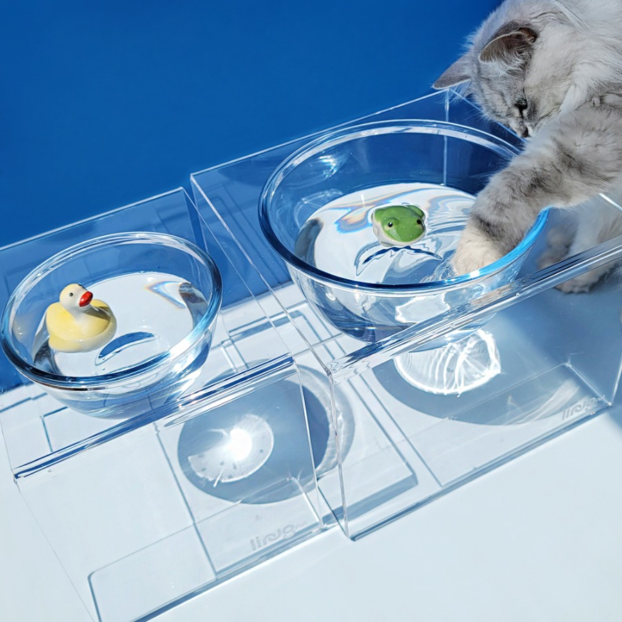 링펫 강아지 고양이 밥그릇 유리수반 식기